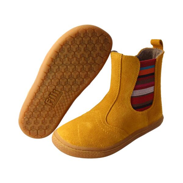 CHELSEA-CITY Winterstiefel mustard velours leather fleece zipper Weite/M 32