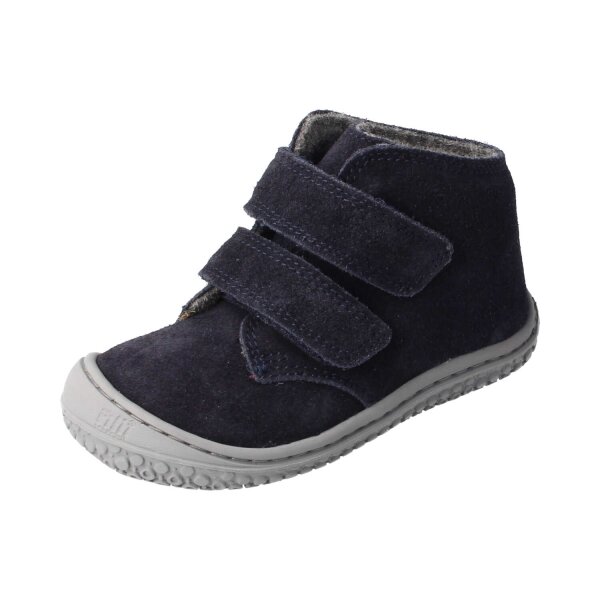 SNAIL Halbschuh navy velours leather fleece Klettverschluss Weite/S