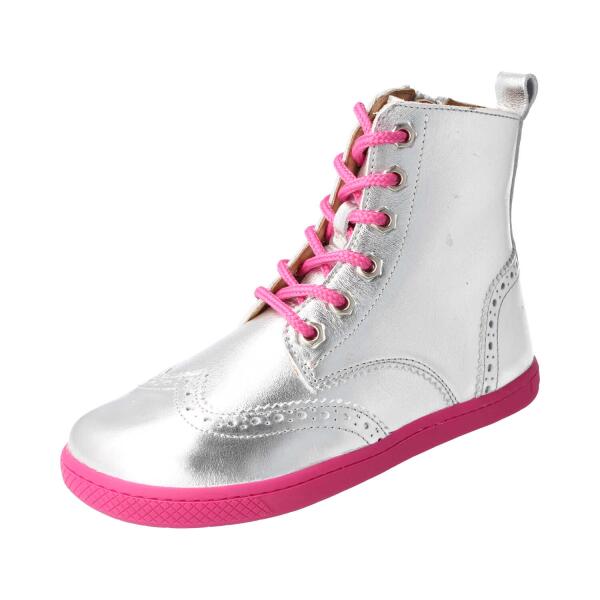 LET`S ROCK Stiefel silver nappa leather zipper laces Weite/W 28