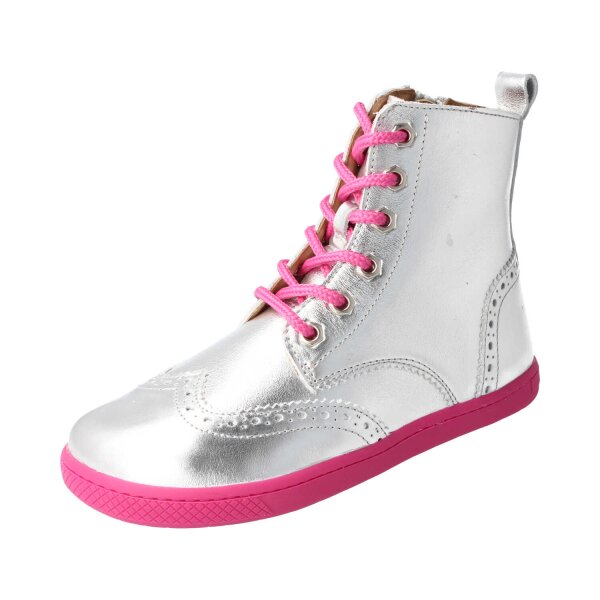 LET`S ROCK Stiefel silver nappa leather zipper laces Weite/W 38