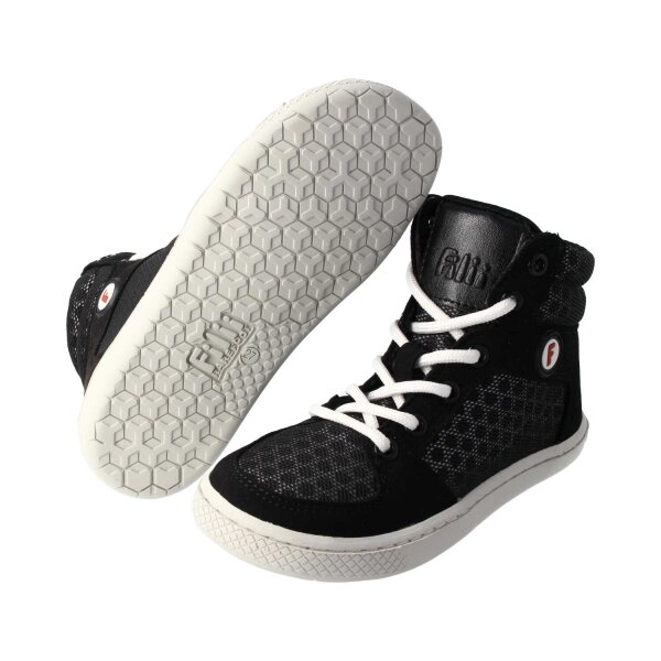 CHAMPI Sneaker/ Turnschuh black/white 12.0 textil zipper laces Weite/W 41