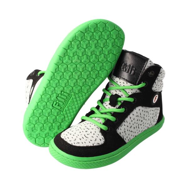 CHAMPI Sneaker/ Turnschuh black/green 12.0 textil zipper laces Weite/W 34