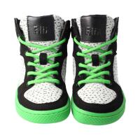 CHAMPI Sneaker/ Turnschuh black/green 12.0 textil zipper laces Weite/W 38