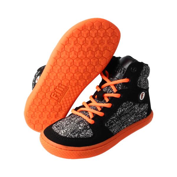CHAMPI Sneaker/ Turnschuh black/orange 12.0 textil zipper laces Weite/W 28