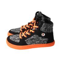 CHAMPI Sneaker/ Turnschuh black/orange 12.0 textil zipper laces Weite/W 32