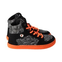 CHAMPI Sneaker/ Turnschuh black/orange 12.0 textil zipper laces Weite/W 34