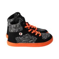 CHAMPI Sneaker/ Turnschuh black/orange 12.0 textil zipper laces Weite/W 36