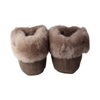 AXELDA LONDON stone Hausschuhe aus Veloursleder mit Lammfellfütterung Weite M