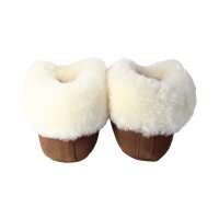 AXELDA LONDON chestnut Hausschuhe aus Veloursleder mit Lammfellfütterung Weite M