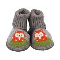 BECK Hausschuhe Füchslein aus Schurwolle atmungsaktiv grau Weite M+W