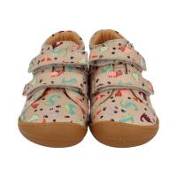 DEVELAB Barfuß Kinder-Halbschuhe Beige combi fantasy Dinosaurier Weite W