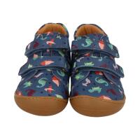 DEVELAB Barfuß Kinder-Halbschuhe blue combi fantasy Dinosaurier Weite W