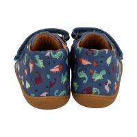 DEVELAB Barfuß Kinder-Halbschuhe blue combi fantasy Dinosaurier Weite W