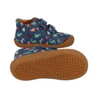 DEVELAB Barfuß Kinder-Halbschuhe blue combi fantasy Dinosaurier Weite W