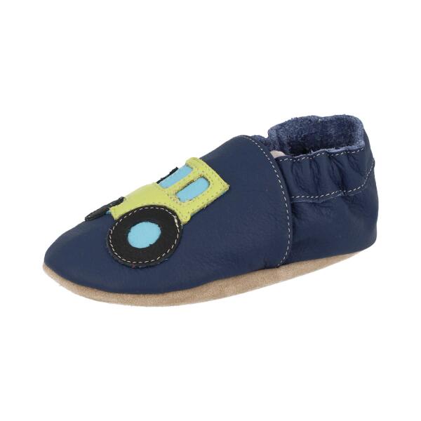 BECK Krabbelschuhe Traktor dunkelblau 18/19