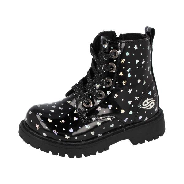 DOCKER´S by Gerli Mädchen Winterstiefel schwarz Herzchen und Schleifen motiv NICHT Barfußschuh Weite M