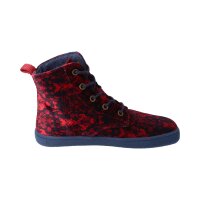 HAPPY-FEEL Winterstiefel navy red textile velvet woolfleece laces Weite/M 31
