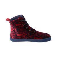 HAPPY-FEEL Winterstiefel navy red textile velvet woolfleece laces Weite/M 35