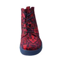 HAPPY-FEEL Winterstiefel navy red textile velvet woolfleece laces Weite/M 41